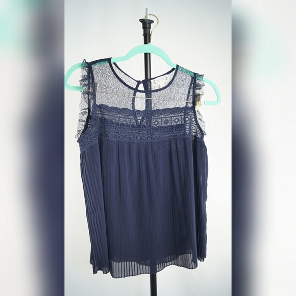 Nanette Lepore Lace & Pleat Blouse - Picture 1 of 6